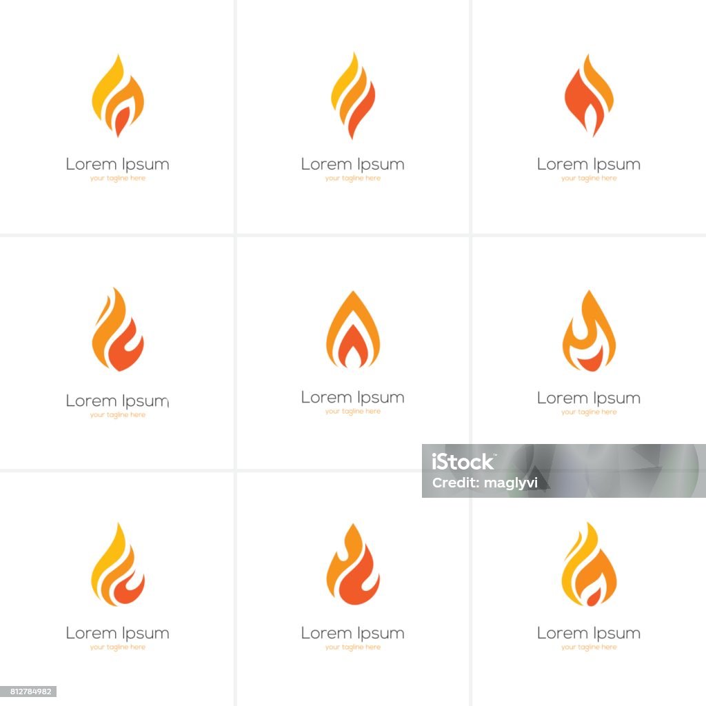 Flame icons set. Flame icons set. Fire, oil and gas industry symbol isolated on white background. Flame stock vector