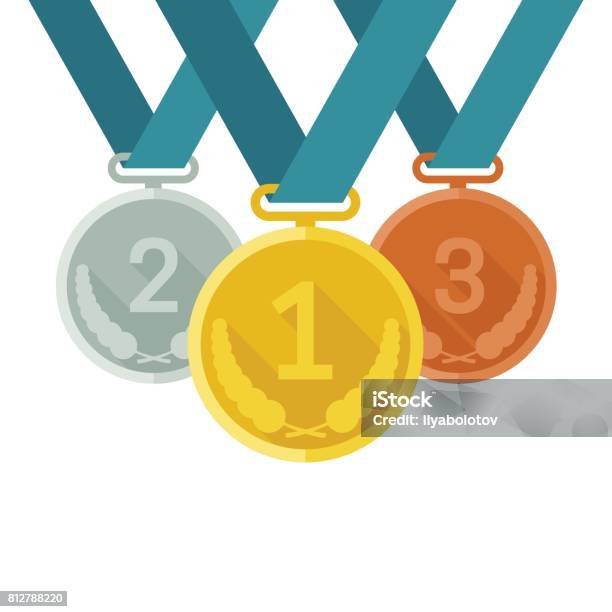 Medals From Gold Silver And Bronze Stock Illustration - Download Image Now - International Multi-Sport Event, Medal, Medallion