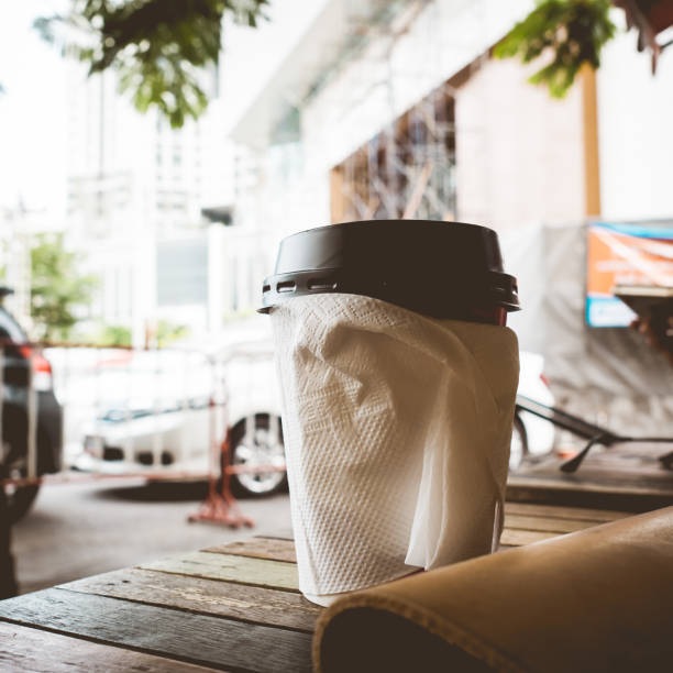 istock Hot coffee cup on wooden table. 812812454