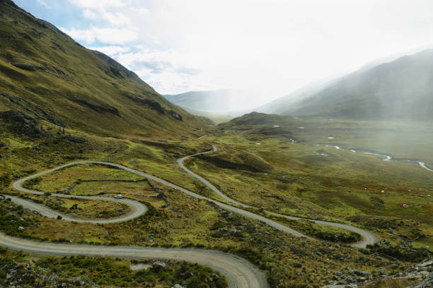 istock View of winding road going to Pastoruri glacier 812831666