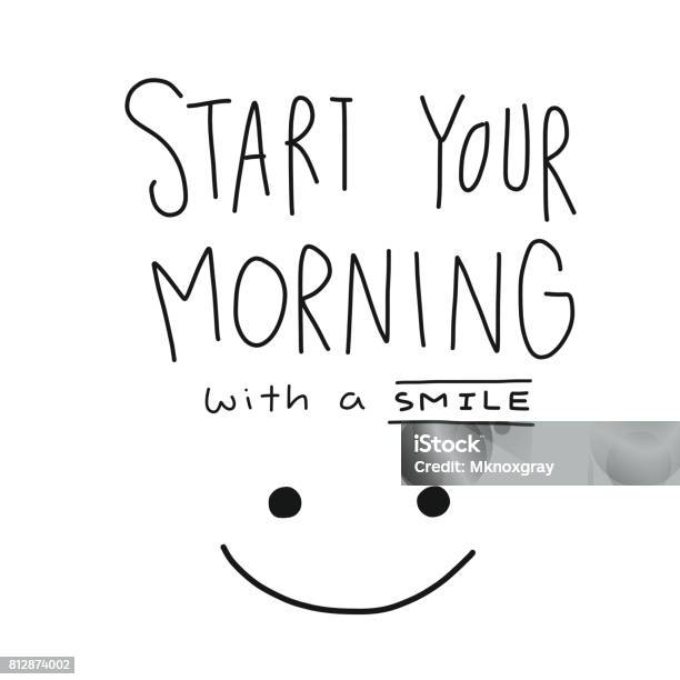 Start Your Morning With A Smile Word And Face Stock Illustration - Download Image Now - Speech Bubble, Day, Smiling