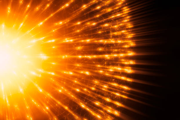 istock Nucleus of Atom Nuclear explode atomic bomb red hot ray radiation light science illustration concept. 812901546