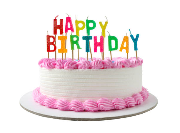 birthday cake birthday cake with candles clipping path birthday cake stock pictures, royalty-free photos & images
