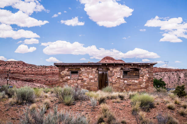 Village house in the reservation native american ethnity. Arizona, United States Hopi House. The building is in the style of ancient buildings of the Indian tribe Hopi. Tourist attractions of the Grand Canyon Village hopi culture photos stock pictures, royalty-free photos & images