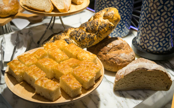 istock Fresh fragrant bread on the table. Food concept Breakfast bread 812928312