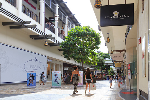 Honolulu, Hawaii: Ala Moana Center: Inside of the Ala Moana Center. Ala Moana Center, located at 1450 Ala Moana Boulevard in Honolulu, is the largest shopping mall in Hawaii.