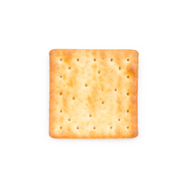 신선한 구운 크림 크래커 흰색 배경에 고립 - cracker 뉴스 사진 이미지