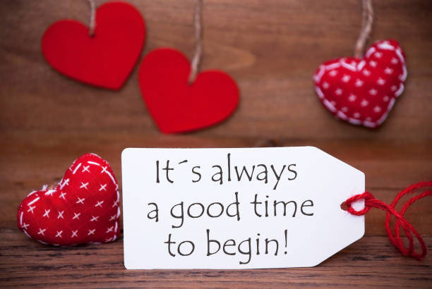 istock Read Hearts, Label, Quote Always Good Time To Begin 812936414