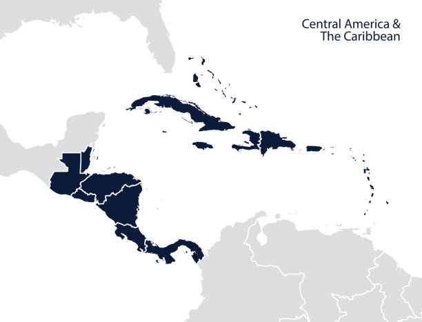 illustrazioni stock, clip art, cartoni animati e icone di tendenza di mappa dell'america centrale e dei caraibi - america centrale