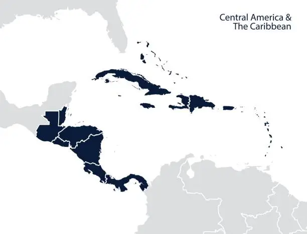 Vector illustration of Central America and the Caribbean map