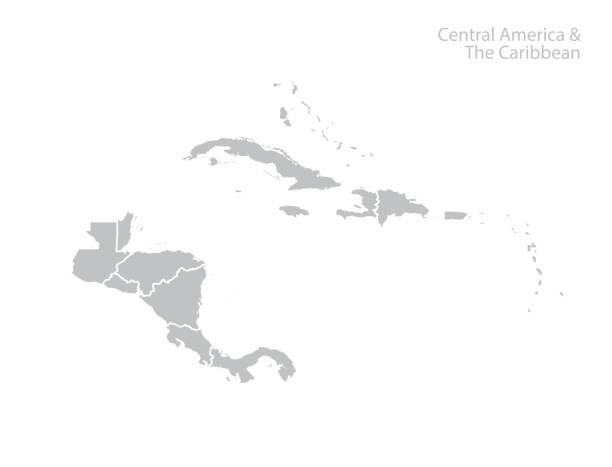 ilustraciones, imágenes clip art, dibujos animados e iconos de stock de américa central y el caribe mapa. - central america illustrations