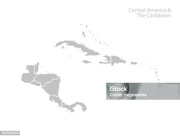 Central America And The Caribbean Map Stock Illustration - Download Image Now - Map, Caribbean, Vector