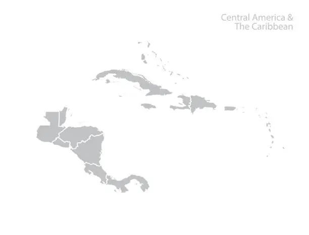 Vector illustration of Central America and the Caribbean map.