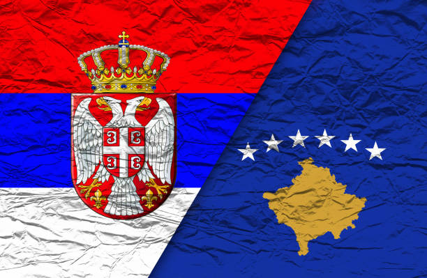 istock Serbian and Kosovo flag 812945124