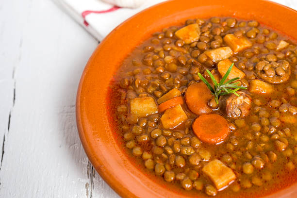 Stew of lentils with chorizo and pork