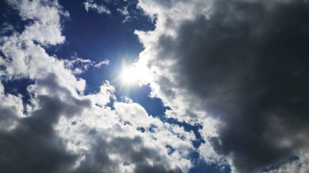 istock Beautiful blue sky with clouds and sun 812952074