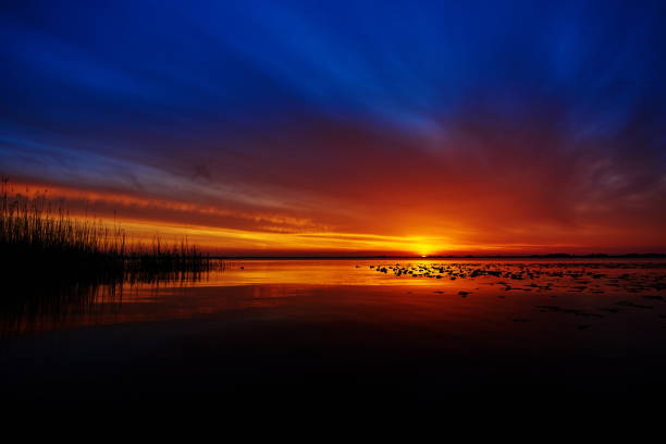 abstract shot of morning view over the lake.nature scenics.