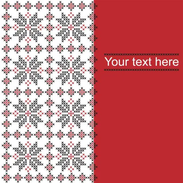 Vector illustration of Card with ethnic ornament pattern in white,red and black colors