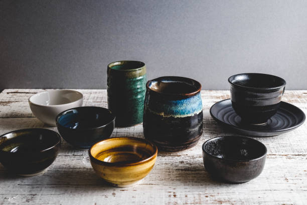istock Ceramic cup molded from clay and burned with heat with filter effect retro vintage style 812957600