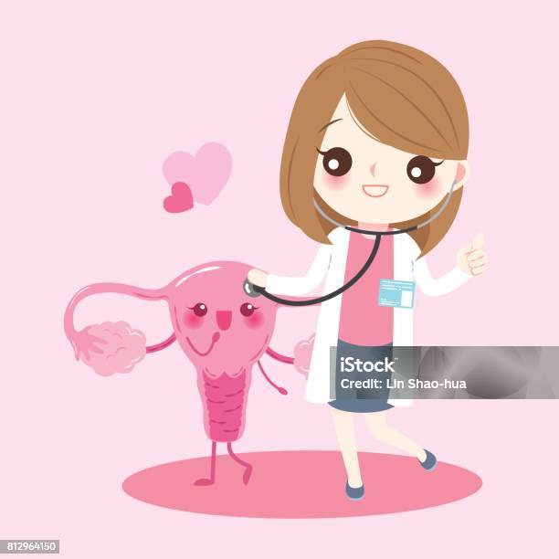 Cartoon Uterus With Doctor Stock Illustration - Download Image Now - Uterus, Gynecologist, Pregnant