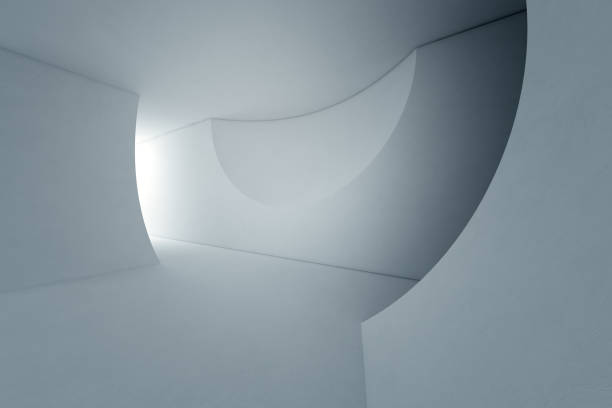 istock Abstract interior design of modern white showroom with empty floor and concrete wall background 812964464