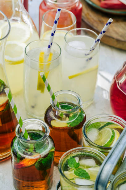 istock Variation of Peach, Strawberry and Lime Ice Tea 812973530
