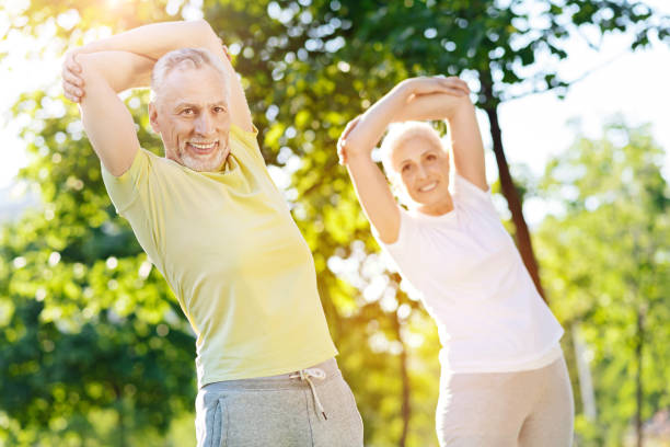 istock Delighetd retired couple doing sport exercises 812976976