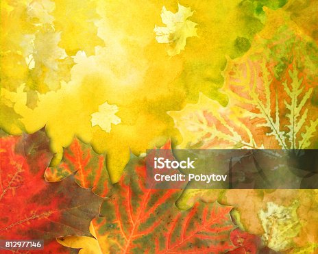 istock Watercolor autumn background 812977146