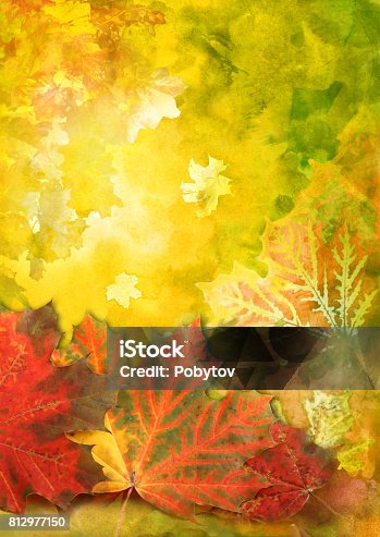 istock Watercolor autumn background 812977150
