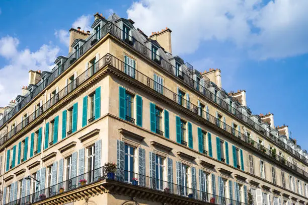 Photo of A typical Haussmannian building in Paris.