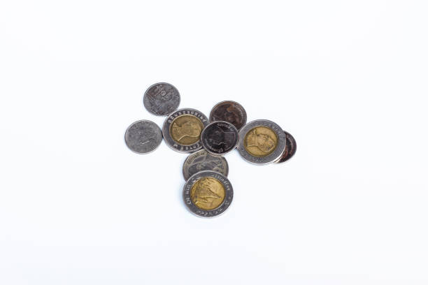 istock money Coins thai bath on white background 812980248