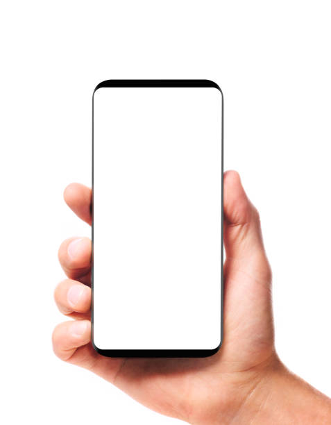 Modern bezelless smartphone in hand stock photo