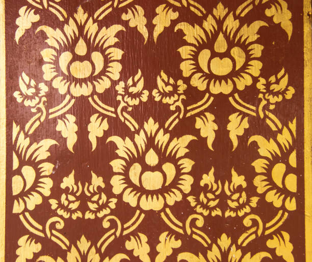 istock Ancient Thai pattern on wall in Thailand Buddha Temple 812990242