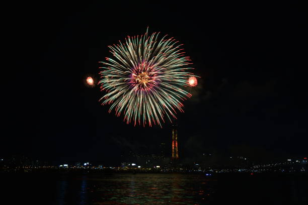 Flame5488 Photo of fireworks taken at the Seoul International Fireworks Festival 기념일 stock pictures, royalty-free photos & images
