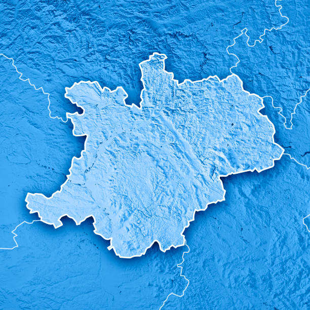 istock Oberfranken Regierungsbezirk Bayern 3D Render Topographic Map Blue Border 812997324