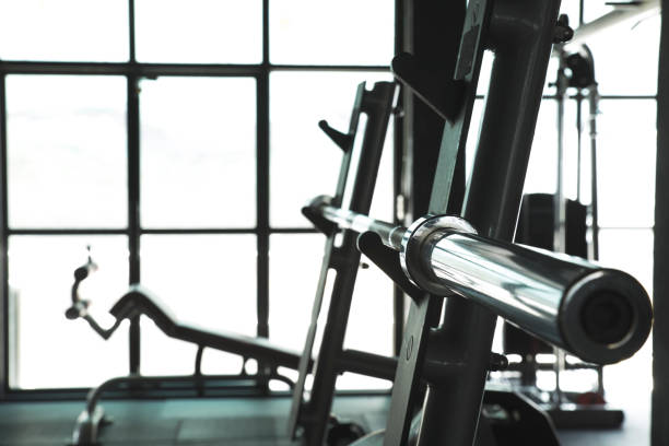 istock Barbell on the rack in the Gym 813005404