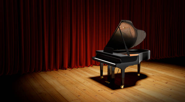 istock Piano on the flloor before the curtain. 813008866