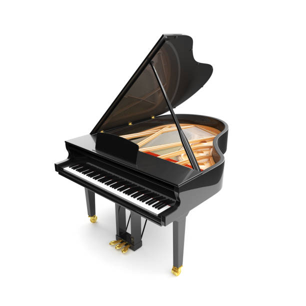 istock Black glossy musical instrument - acoustic piano. 813008882