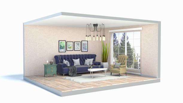 istock Interior living room. 3d illustration 813008888