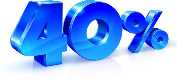istock Glossy blue 40 Forty % percent off, sale. Isolated on white background, 3D object 813009388