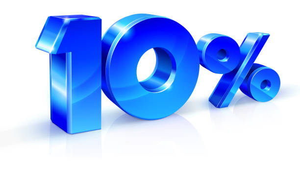 istock Glossy blue 10 Ten % percent off, sale. Isolated on white background, 3D object 813012228