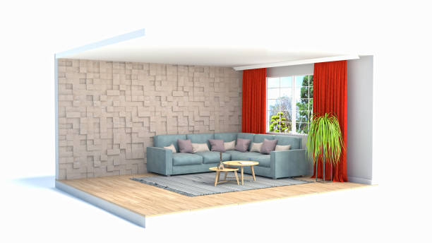 istock Interior living room. 3d illustration 813014948
