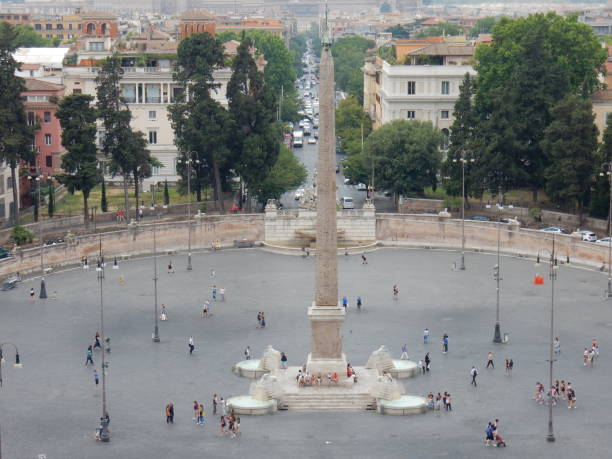 roma - piazza del popolo dal pincio - fontana della dea roma foto e immagini stock