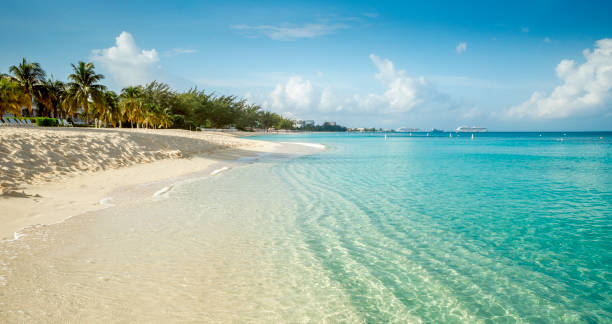 7 mile beach, na ilha de grand cayman, ilhas cayman - cayman islands - fotografias e filmes do acervo