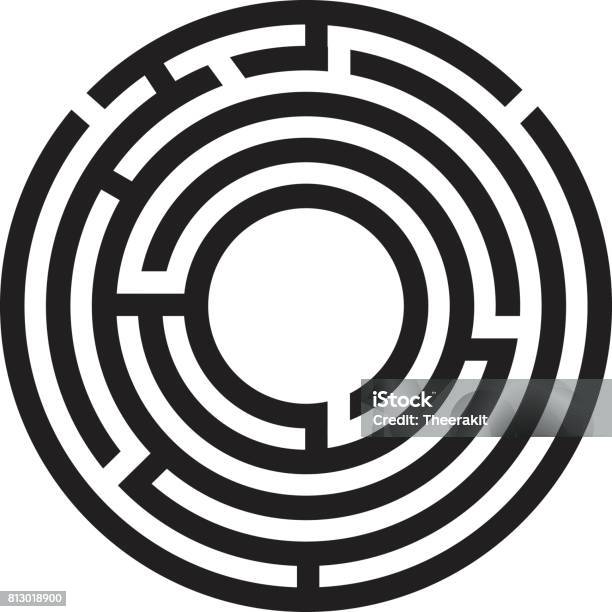 Circle Maze Symbol On White Background Round Maze Icon Stock Illustration - Download Image Now