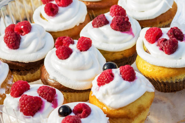 istock Delicious cupcake with berries close-up. View from above 813019592