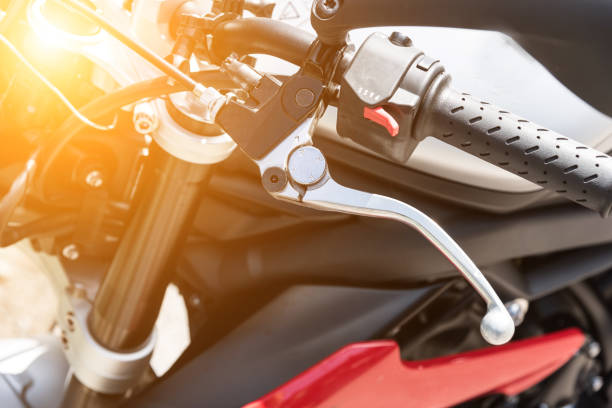 istock motorcycle brake part in selective focus for motorcycle part shop. 813024204