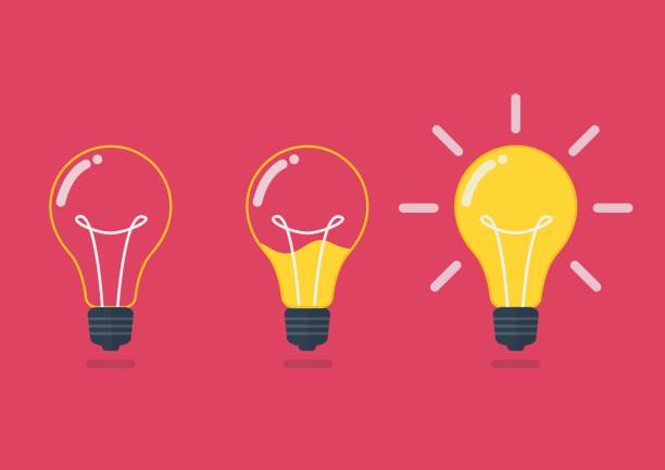 ilustraciones, imágenes clip art, dibujos animados e iconos de stock de bombilla con líquido interior - lámpara eléctrica