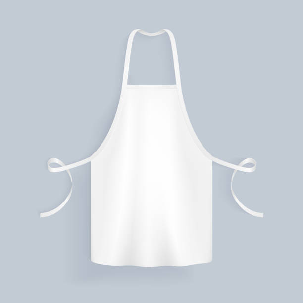 ilustraciones, imágenes clip art, dibujos animados e iconos de stock de ilustración de vector de cocina en blanco blanco algodón faldón aislado - mandil