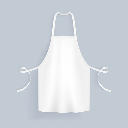 White blank kitchen cotton apron isolated vector illustration. Protective apron uniform for cooking or baker